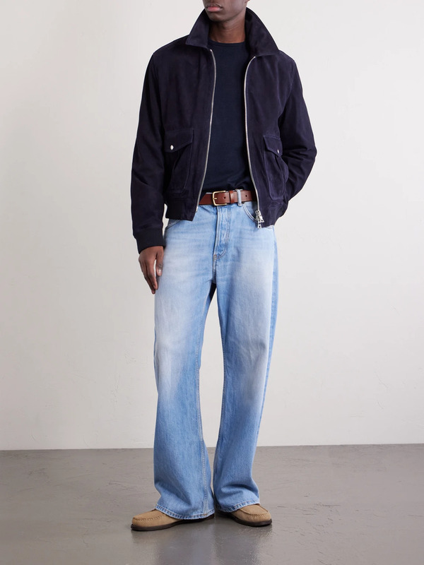  Mr P. - Suede Blouson Jacket - Men - Blue - Xs 