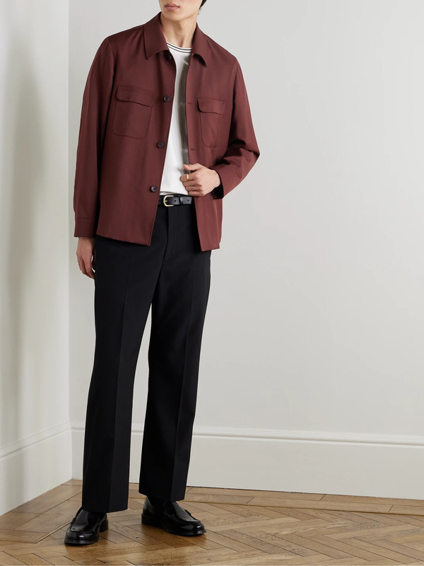  Mr P. - Wool-twill Overshirt - Men - Burgundy - Xs 