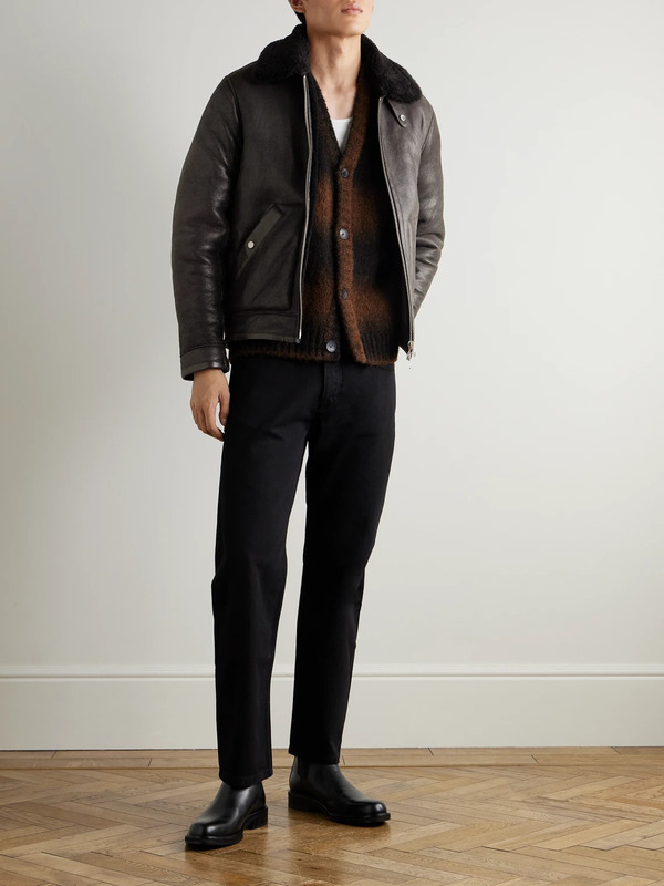  Nn07 - Atkinson 8173 Shearling Bomber Jacket - Men - Brown - S 