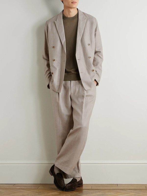  Nn07 - Kay 10027 Straight-leg Pleated Linen And Wool-blend Suit Trousers - Men - Neutrals - Uk/us 28 