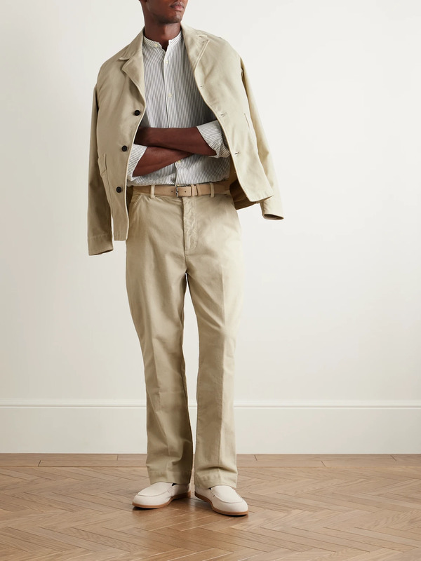  Officine Générale - Greg Straight-leg Garment-dyed Cotton-moleskin Trousers - Men - Neutrals - It 44 