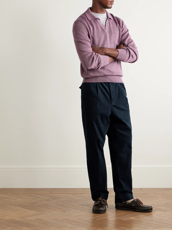  Officine Générale - Hermann Straight-leg Belted Pleated Cotton-blend Corduroy Chinos - Men - Blue - It 46 