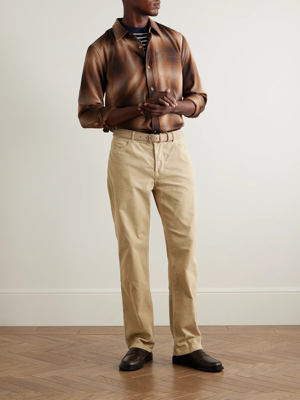  Officine Générale - James Slim-fit Straight-leg Cotton-blend Corduroy Trousers - Men - Neutrals - Uk/us 28 