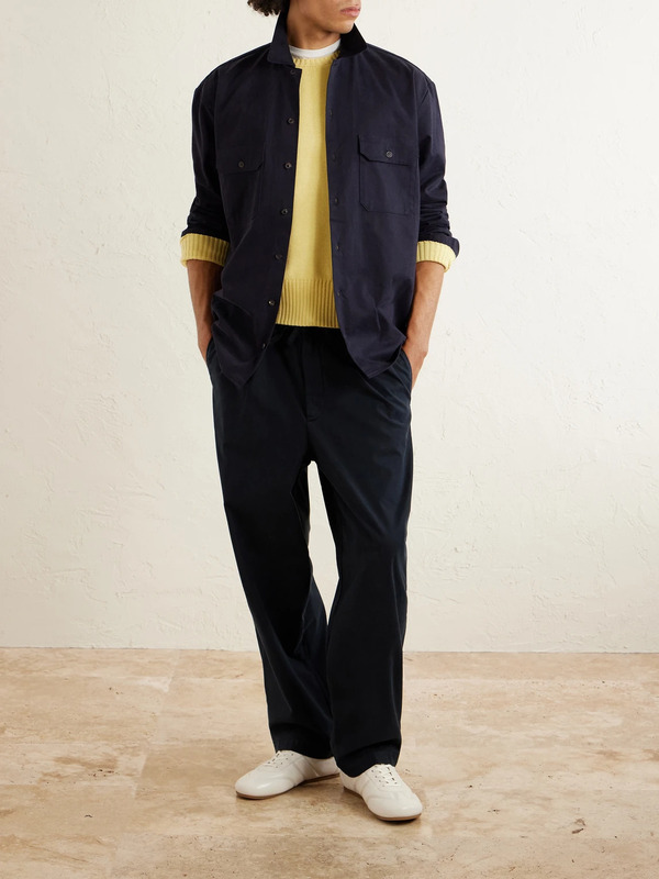  Officine Générale - Peterson Tapered Pleated Cotton-blend Twill Drawstring Trousers - Men - Black - It 46 