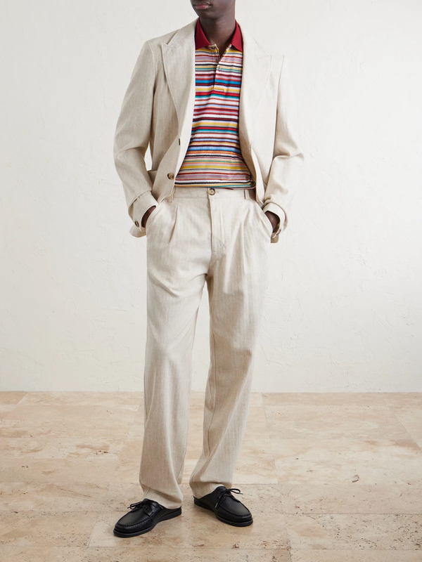  Oliver Spencer - Morton Straight-leg Pleated Cotton And Linen-blend Trousers - Men - Neutrals - Uk/us 30 