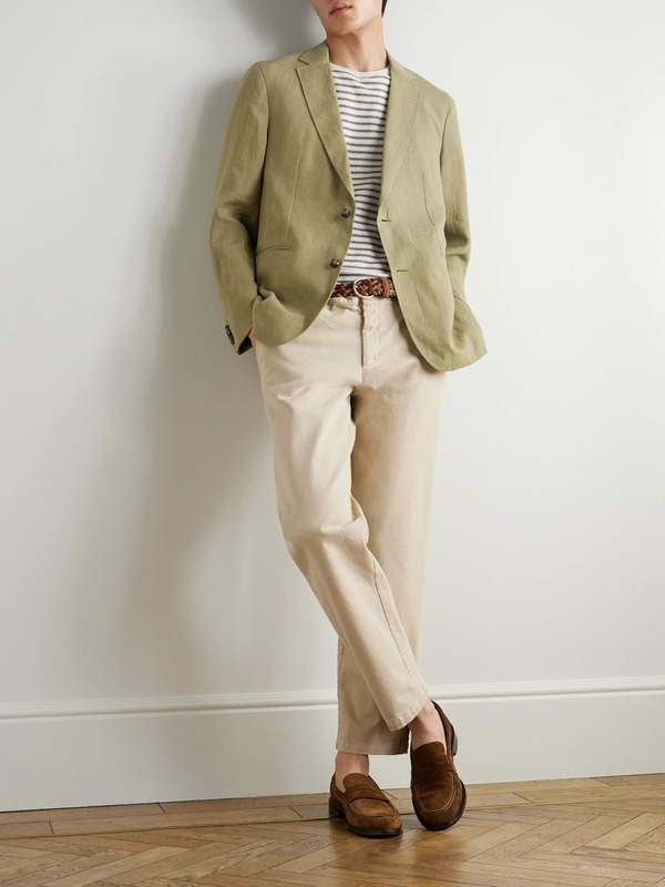  Orlebar Brown - Garret Unstructured Linen Suit Jacket - Men - Green - L 