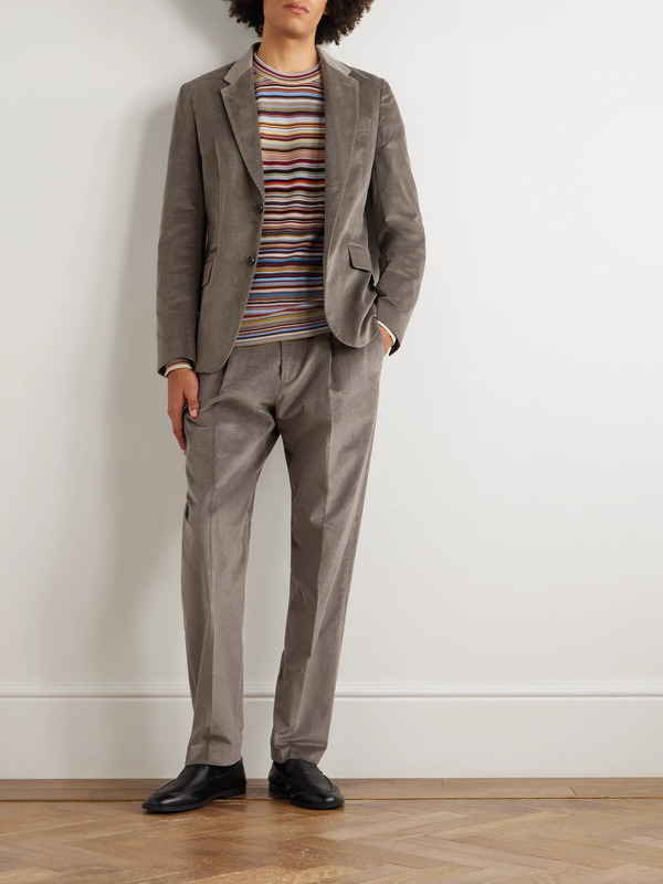  Paul Smith - Straight-leg Pleated Stretch Cotton And Wool-blend Corduroy Trousers - Men - Brown - Uk/us 32 