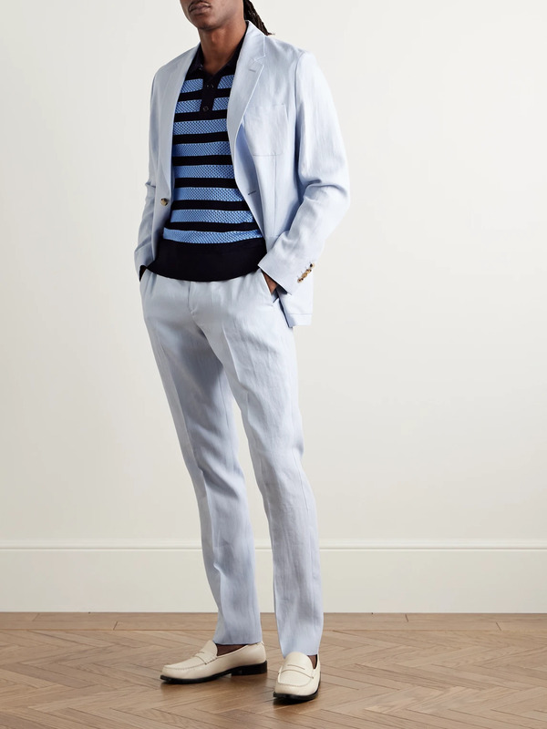  Paul Smith - Unstructured Linen Suit Jacket - Men - Blue - Uk/us 38 