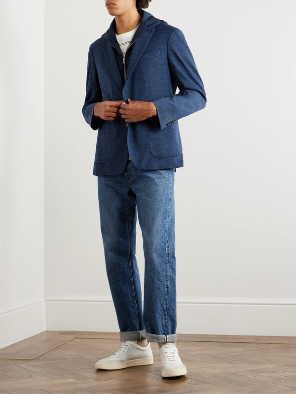  Peter Millar - The Winter Excursionist Elite Wool Blazer With Removable Shell Hooded Gilet - Men - Blue - Uk/us 42 
