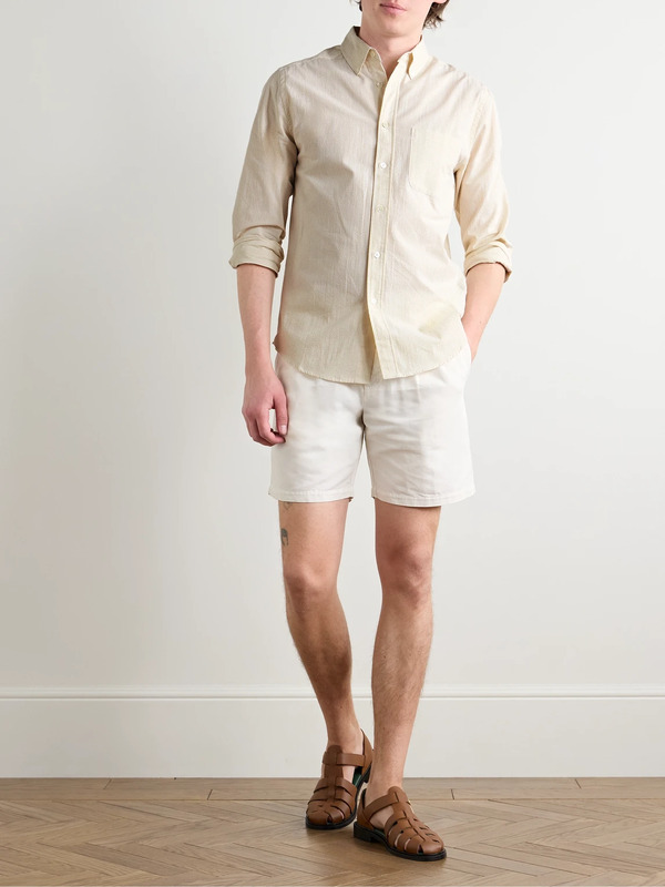  Portuguese Flannel - Atlantico Slim-fit Button-down Collar Cotton-seersucker Shirt - Men - Neutrals - Xxl 