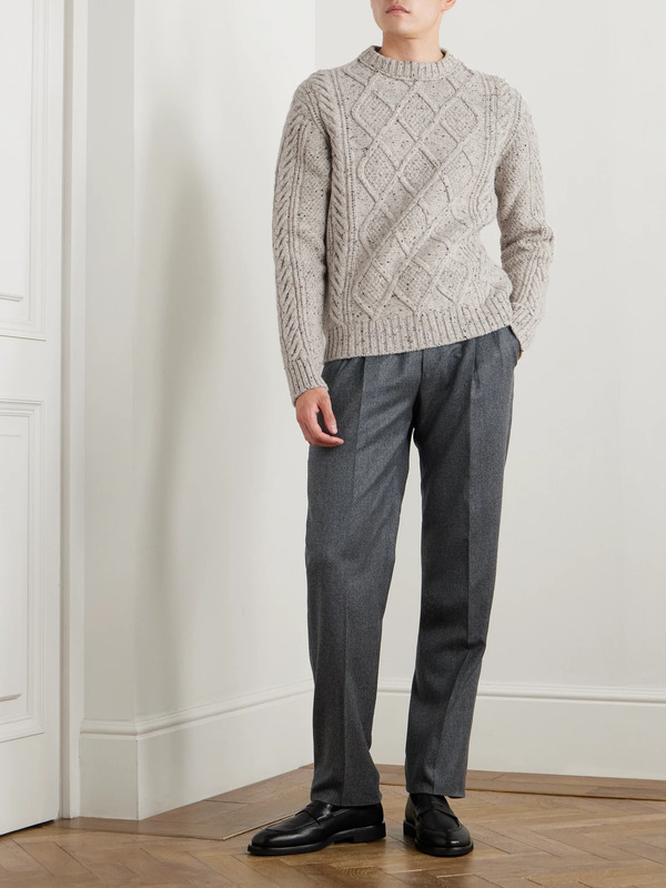  Purdey - Cable-knit Cashmere Sweater - Men - Gray - M 