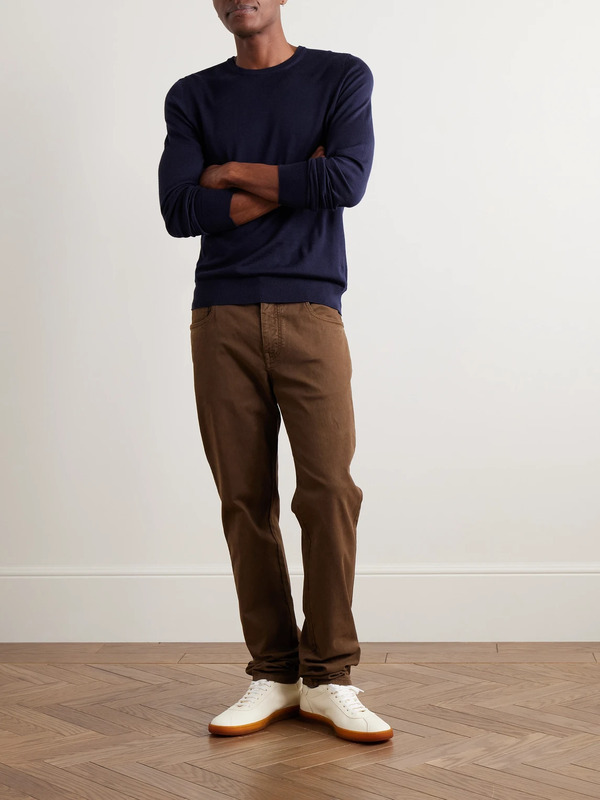  Purdey - Logo-embroidered Wool Sweater - Men - Blue - M 