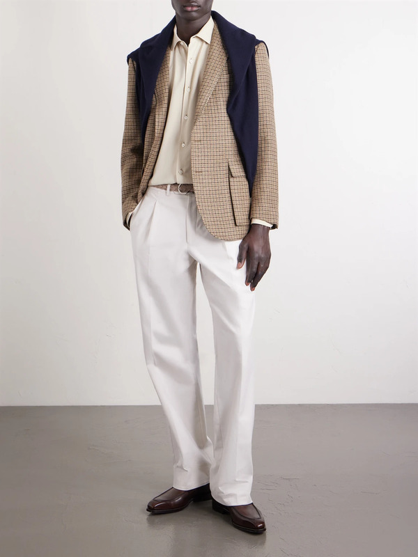  Ralph Lauren Purple Label - Kent Suede-trimmed Checked Linen And Wool-blend Blazer - Men - Brown - Uk/us 38 