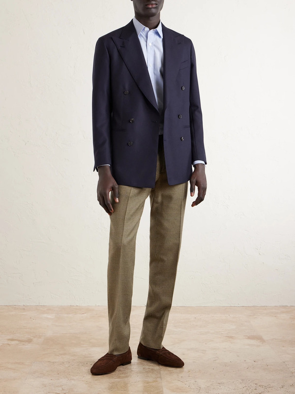  Ralph Lauren Purple Label - Straight-leg Checked Silk, Wool And Cashmere-blend Suit Trousers - Men - Green - Uk/us 34 