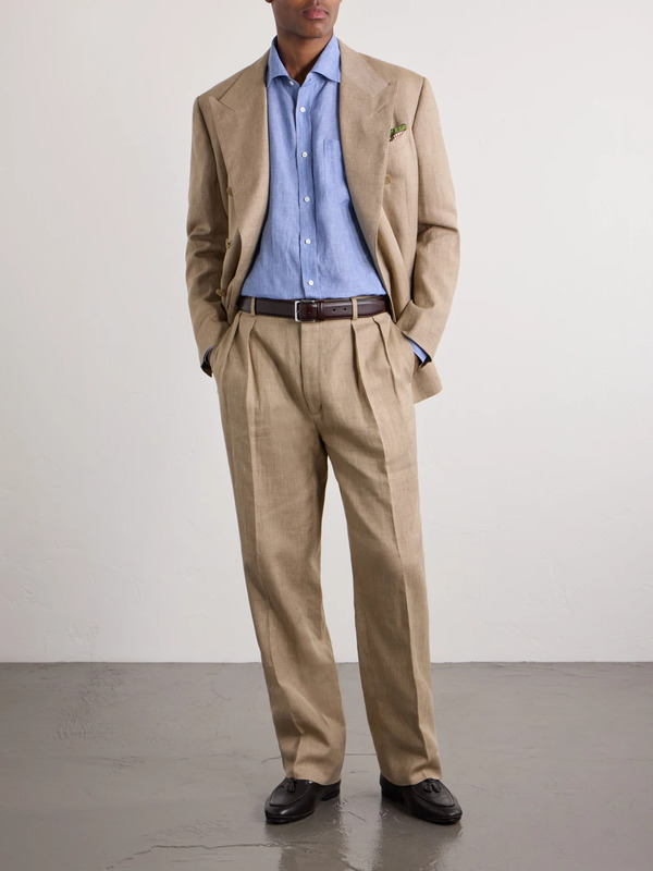  Ralph Lauren Purple Label - Straight-leg Pleated Linen, Cotton And Silk-blend Suit Trousers - Men - Neutrals - Uk/us 30 