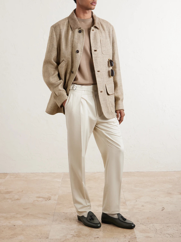  Ralph Lauren Purple Label - Straight-leg Pleated Silk-gabardine Trousers - Men - Neutrals - Uk/us 30 