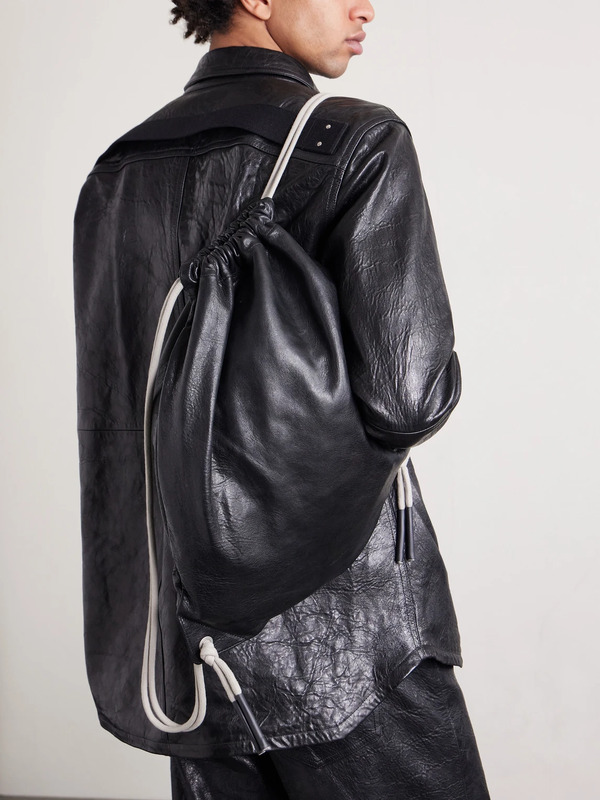  Rick Owens - Embellished Leather Drawstring Backpack - Men - Black 