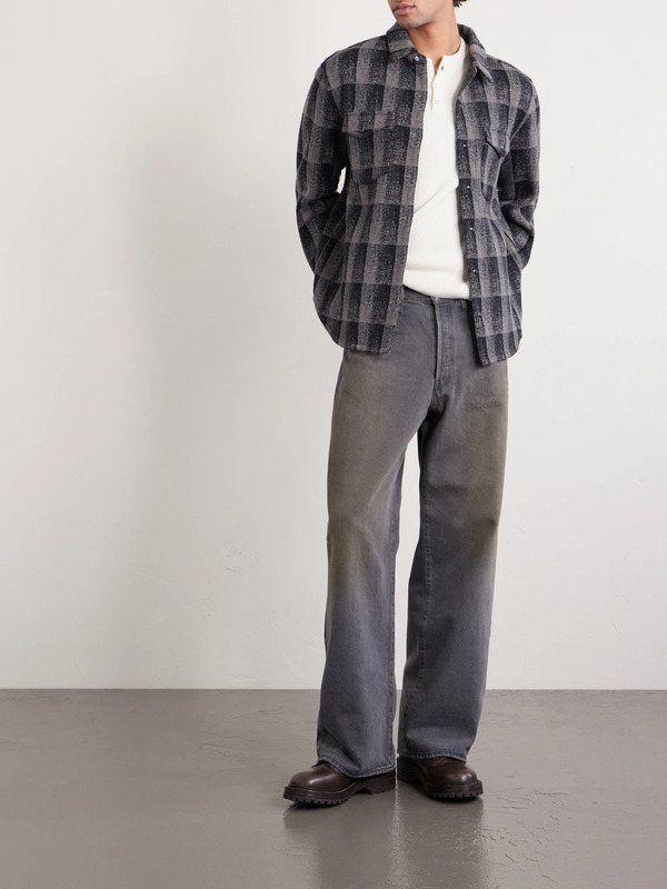  Rrl - Checked Wool And Cashmere-blend Overshirt - Men - Gray - L 