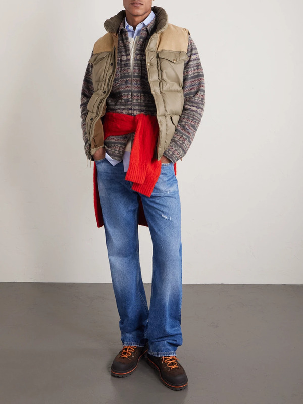  Rrl - Suede-trimmed Shell Gilet - Men - Green - Xs 