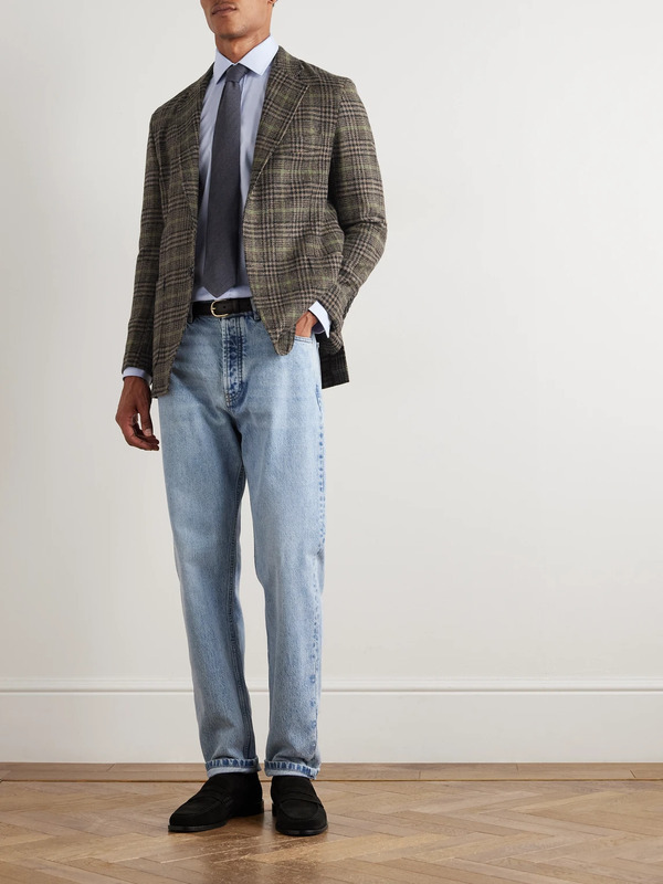  Rubinacci - Prince Of Wales Checked Wool Blazer - Men - Green - It 46 