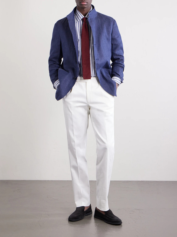  Rubinacci - Striped Linen Shirt - Men - Blue - S 