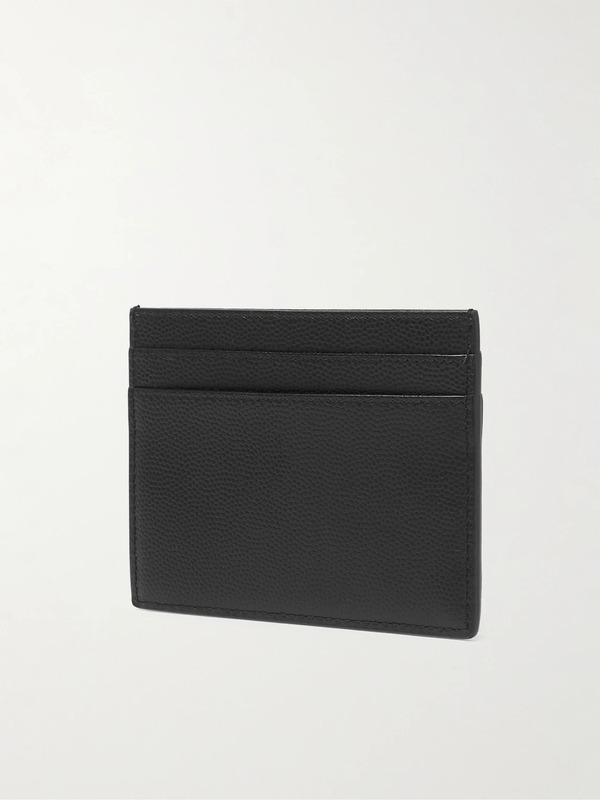  Saint Laurent - Logo-print Pebble-grain Leather Cardholder - Men - Black 