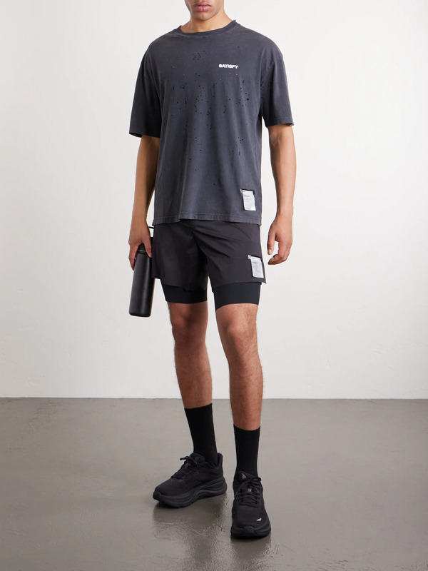  Satisfy - 8" Slim-fit Layered Techsilk And Justice&trade; Coldblack&reg; Shorts - Men - Black - Xs 