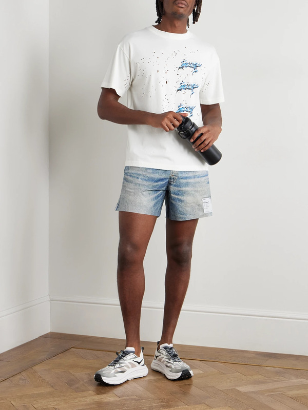  Satisfy - 5" Straight-leg Logo-appliqu&eacute;d Printed Peaceshell&trade; Shorts - Men - Blue - S 
