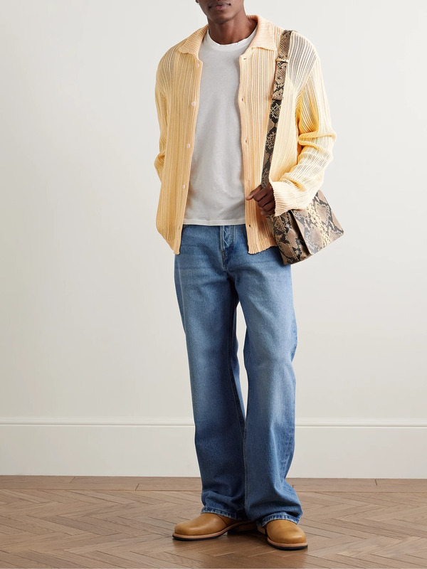  Séfr - Jacques Pointelle-knit Cardigan - Men - Neutrals - Xxl 