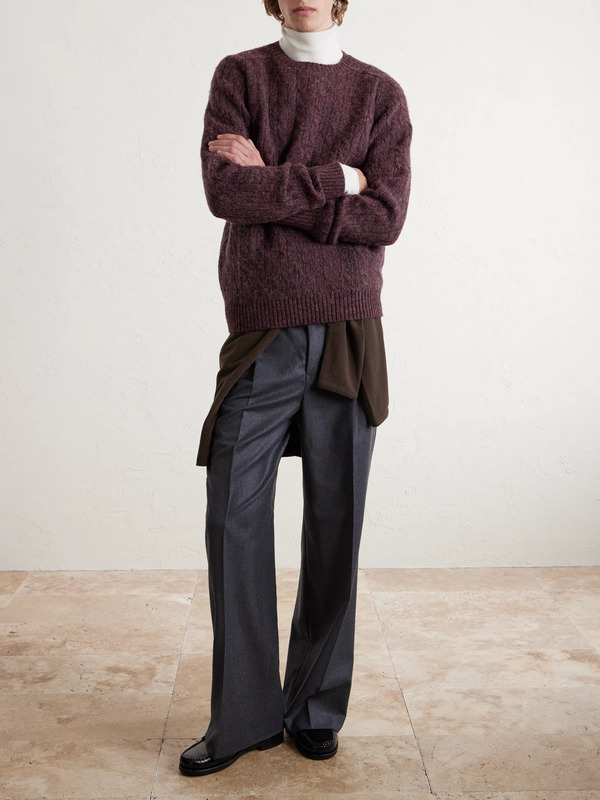  Sid Mashburn - Cable-knit Wool Sweater - Men - Burgundy - S 