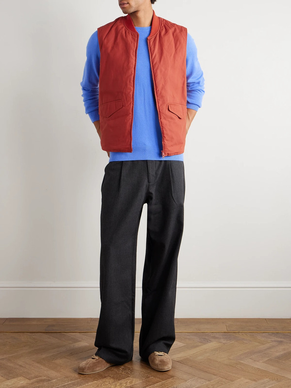  Sid Mashburn - Cashpad Waxed Cotton-poplin Gilet - Men - Red - L 