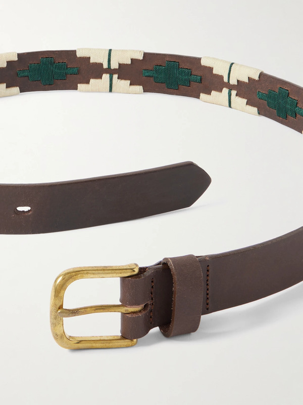  Sid Mashburn - 3cm Embroidered Leather Belt - Men - Brown - Uk/us 40 