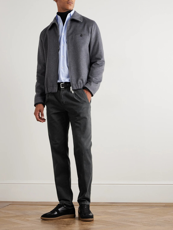  Slowear - Incotex Blue Division Straight-leg Pleated Cotton And Cashmere-blend Twill Trousers - Men - Black - Uk/us 29 
