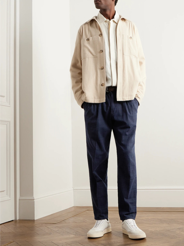  Slowear - Straight-leg Pleated Prince Of Wales Checked Cotton-blend Trousers - Men - Blue - Uk/us 29 