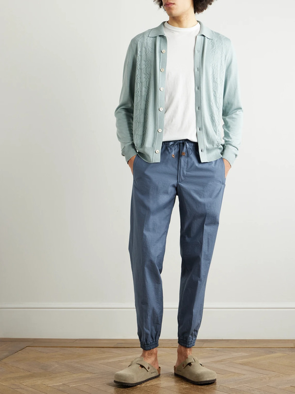  Slowear - Teknosartorial Slim-fit Tapered Cotton-blend Poplin Drawstring Trousers - Men - Blue - It 60 
