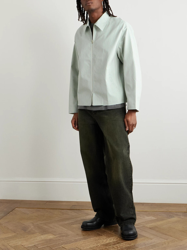  Small Talk - Striped Cotton Jacket - Men - Green - S 