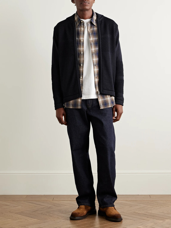  S.n.s. Herning - Fisherman Wool Zip-up Cardigan - Men - Blue - S 