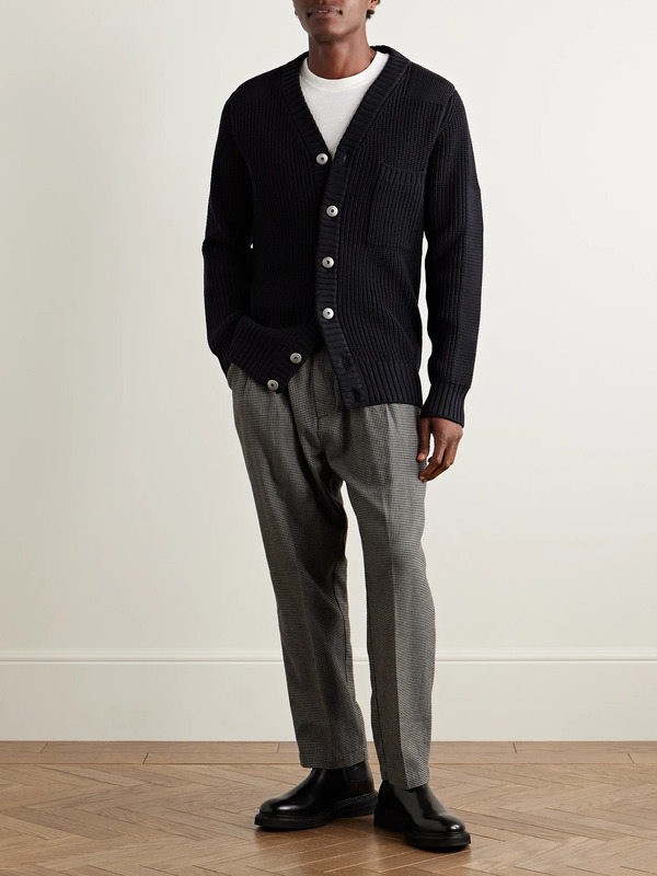  S.n.s. Herning - Robust Ribbed Virgin Wool Cardigan - Men - Blue - S 
