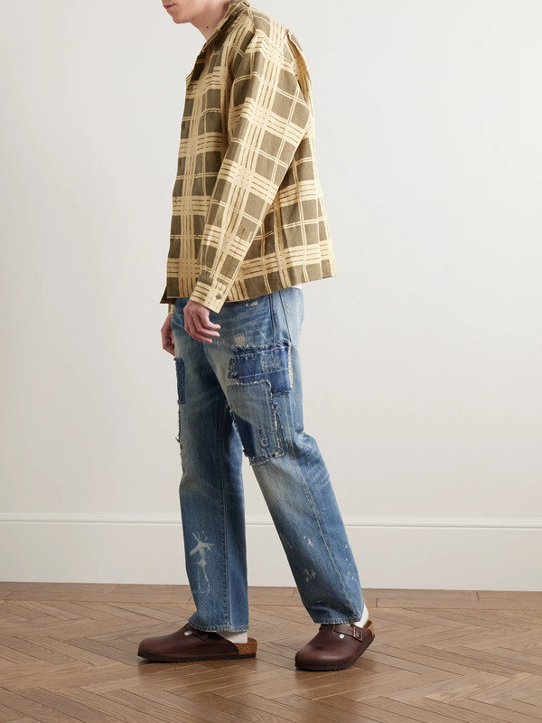  Story Mfg. - Greetings Camp-collar Logo-embroidered Checked Linen And Organic Cotton-blend Shirt - Men - Brown - S 