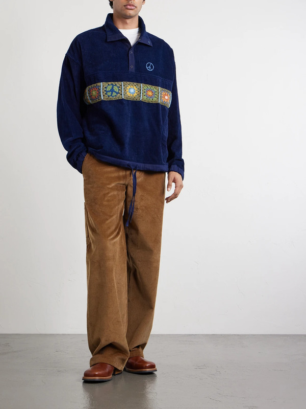  Story Mfg. - Polite Oversized Embroidered Appliquéd Organic Cotton-corduroy Sweatshirt - Men - Blue - Xs 