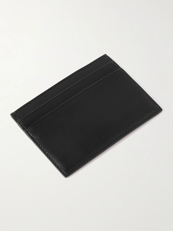  Sulka - Logo-debossed Leather Cardholder - Men - Black 