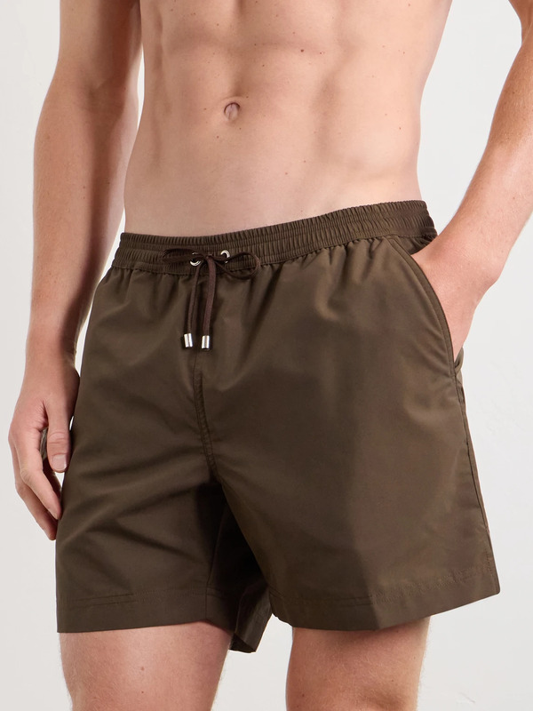  Sunspel - Drawstring Straight-leg Swim Shorts - Men - Brown - S 