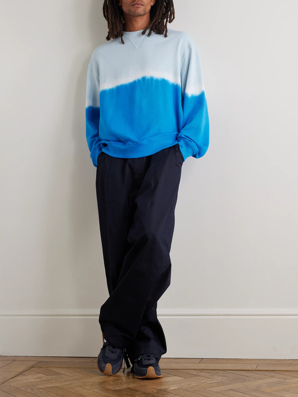  The Elder Statesman - Embroidered Tie-dyed Cotton And Cashmere-blend Jersey Sweatshirt - Men - Blue - M 