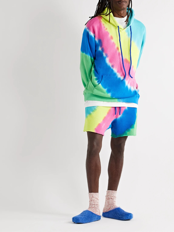  The Elder Statesman - Rainbow Void Tie-dyed Cotton And Cashmere-blend Jersey Drawstring Shorts - Men - Blue - S 