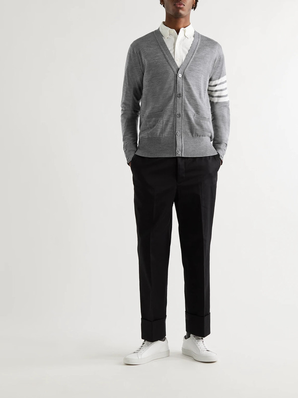  Thom Browne - Striped Wool Cardigan - Men - Gray - 1 