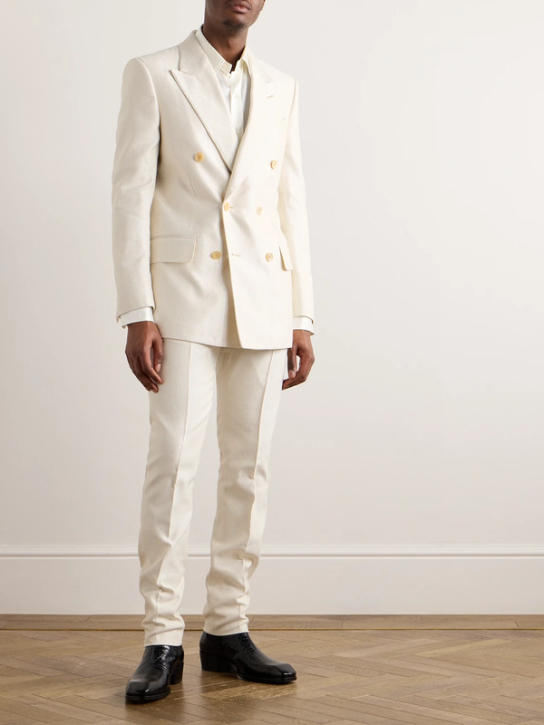  Tom Ford - Atticus Double-breasted Cotton And Silk-blend Corduroy Suit Jacket - Men - Neutrals - It 48 