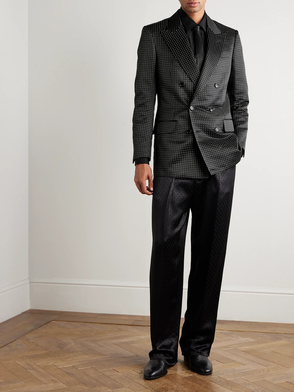  Tom Ford - Double-breasted Polka-dot Mulberry Silk-duchesse Satin Tuxedo Jacket - Men - Black - It 56 