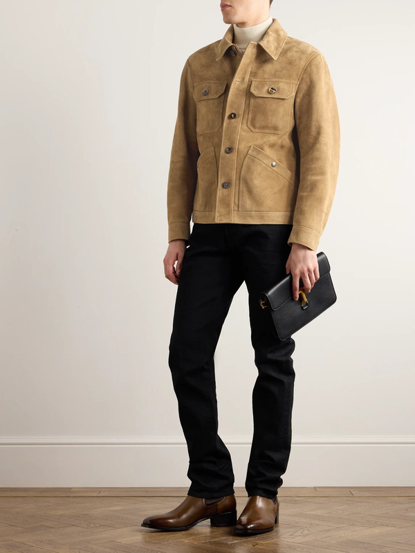  Tom Ford - Heathered Suede Jacket - Men - Brown - It 46 