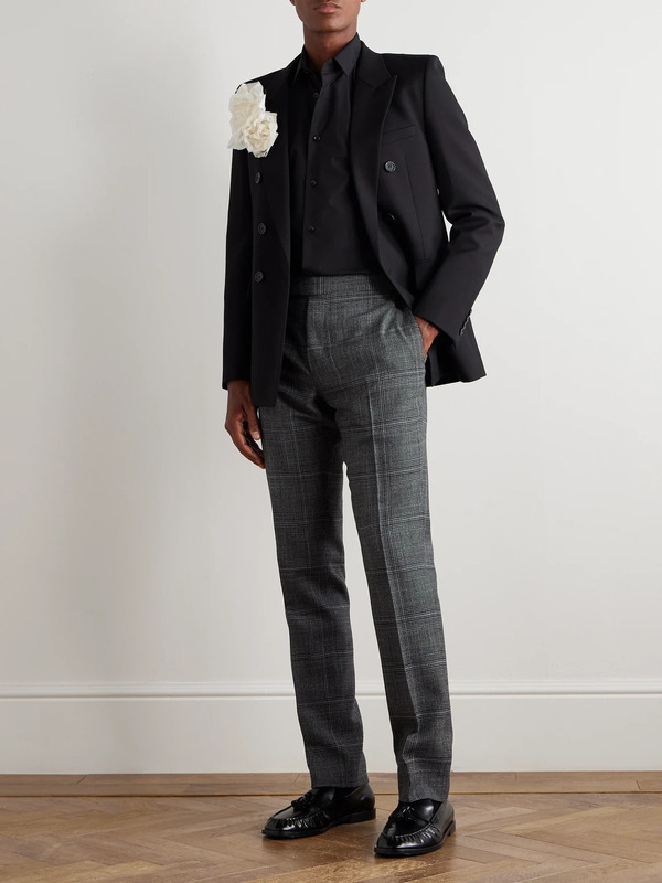  Tom Ford - Shelton Slim-fit Straight-leg Prince Of Wales Checked Wool And Silk-blend Suit Trousers - Men - Gray - It 50 
