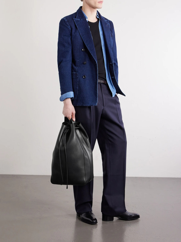  Tom Ford - T Line Leather Drawstring Backpack - Men - Black 